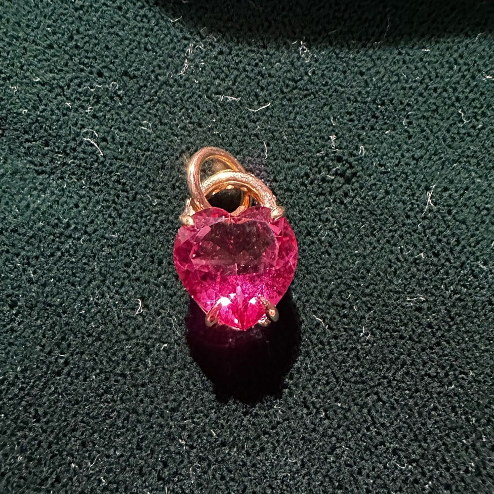 Jane Win 14k pink tourmaline heart charm